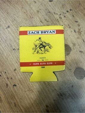 Zach Bryan The Burn, Burn, Burn Tour 2023 Yellow Can Cooler Koozie Sleeve